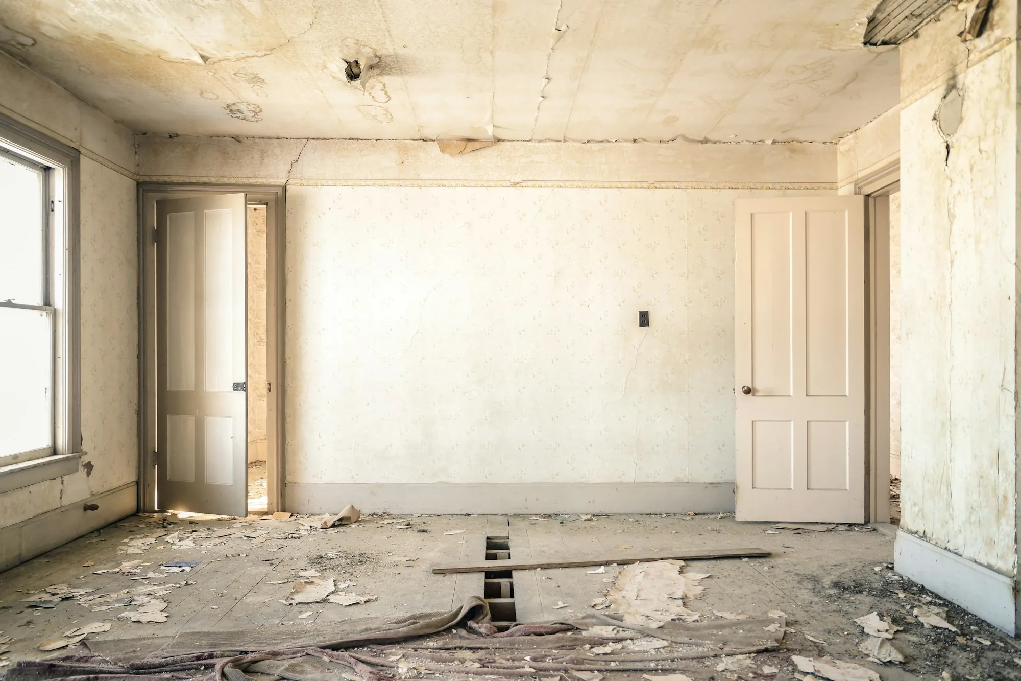 Remodeling work underway inside a home